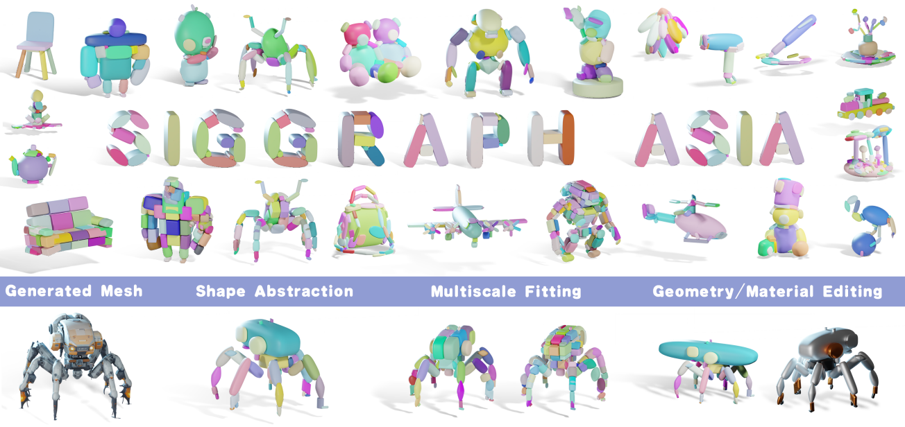 Light-SQ: Structure-aware Shape Abstraction with Superquadrics for Generated Meshes